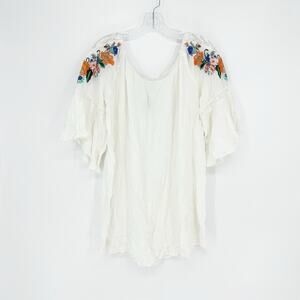 Umgee Boho Embroidered Lace Peasant Top Size Medium